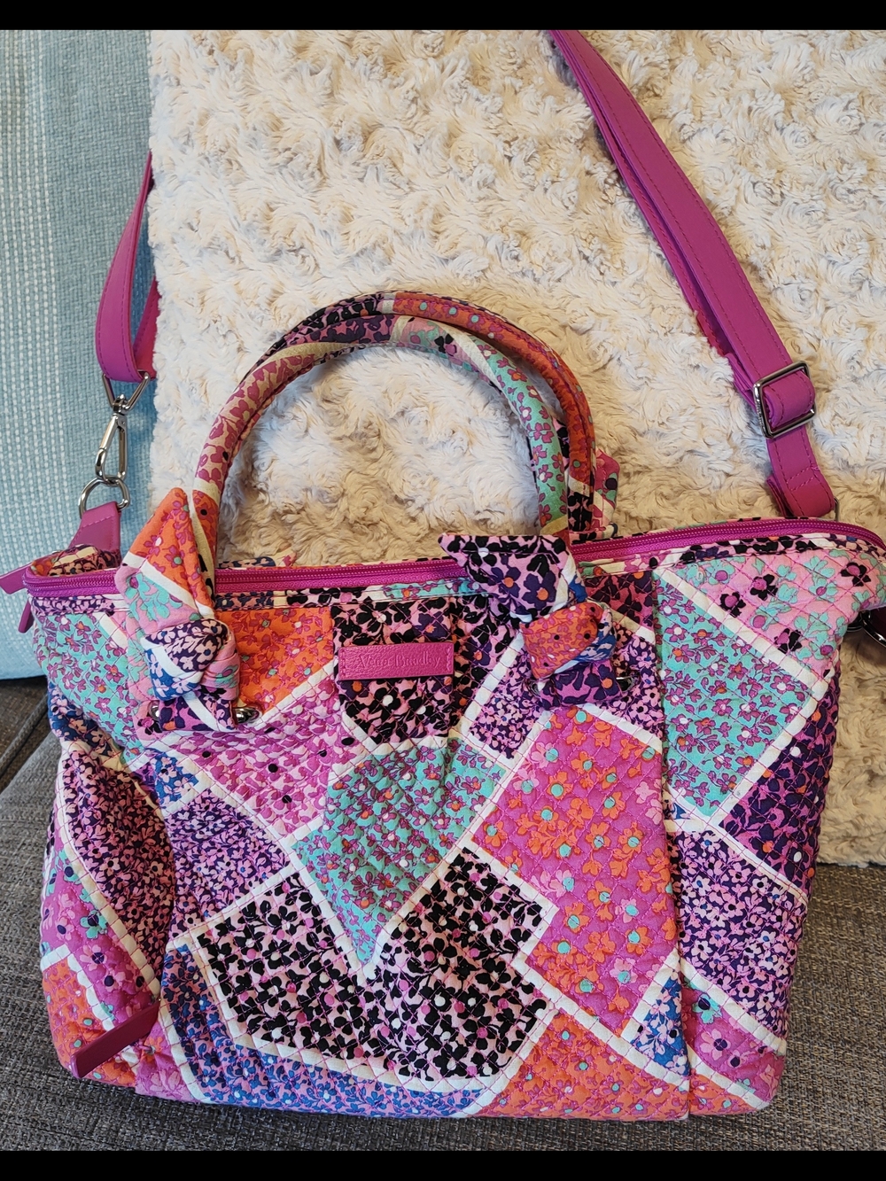 Vera Bradley Hadley Satchel/Retired Modern Medley Quilted Tote W/Strap
